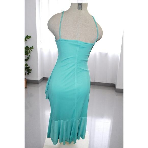 City Triangles Aqua Blue Ruched Dress with Rhinestone Waist – Size M - Picture 5 of 6